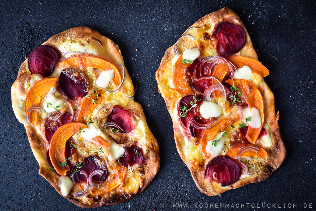 Rezept Fur Pizza Bianca Mit Roter Bete Und Hokkaido Kurbis