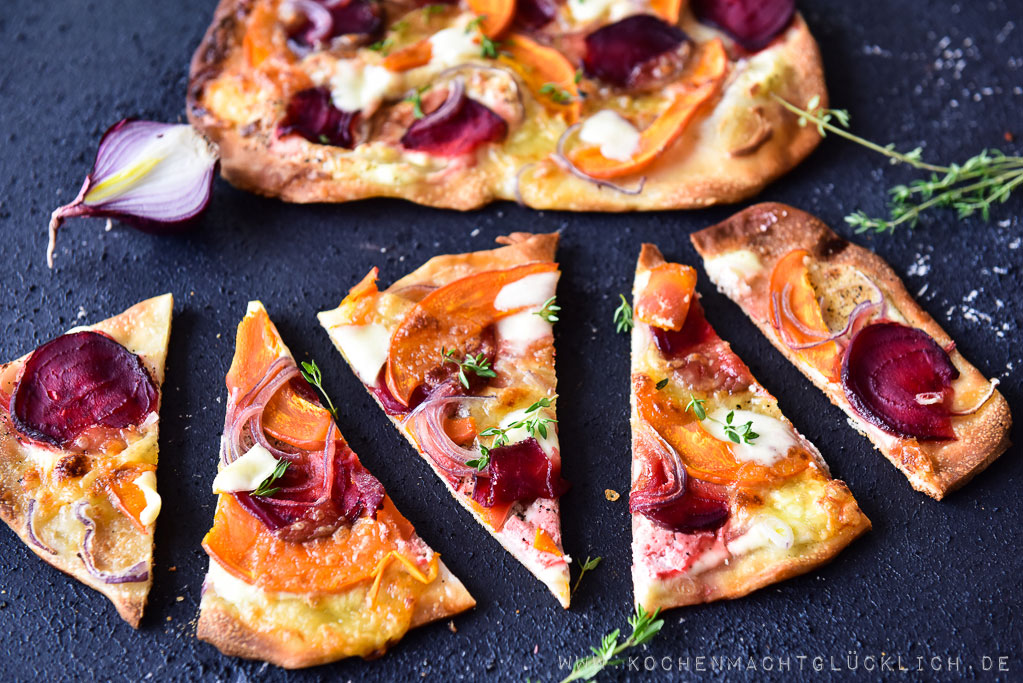 Rezept Fur Pizza Bianca Mit Roter Bete Und Hokkaido Kurbis