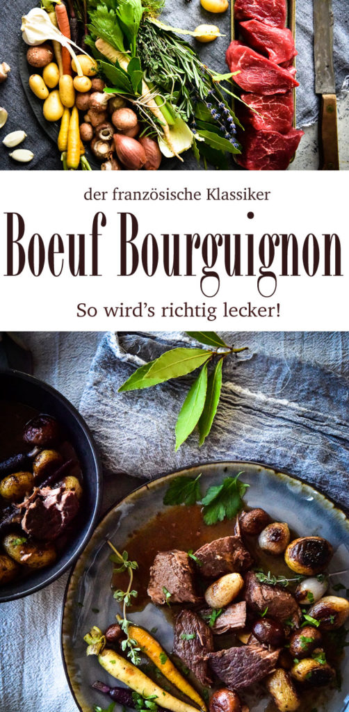 Rezept für Boeuf Bourguignon - Biorindfleisch ganz langsam in Rotwein geschmort - einfach ein Gedicht!