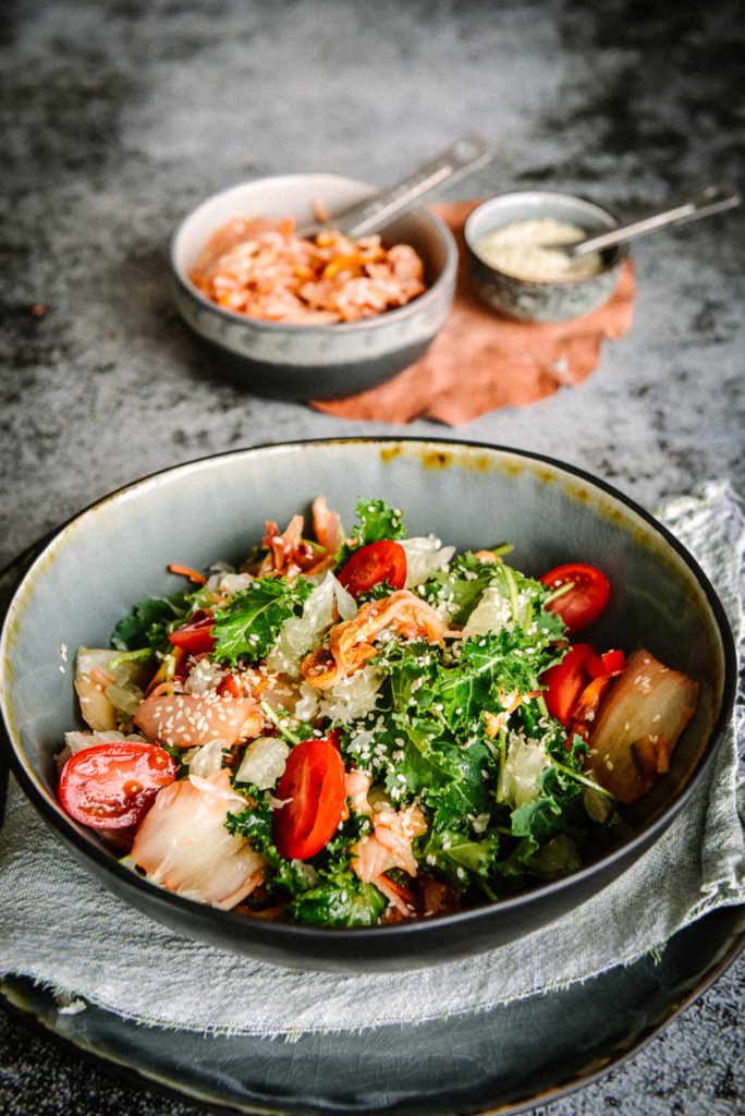 Kimchi Salat mit Sesam und Baby Kale Kochen macht glücklich